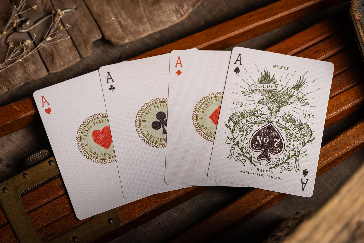 DOUBLE SET - GOLDEN EAGLE No. 7 VINTAGE PLAYING CARDS (1x STANDARD 1x GILDED)