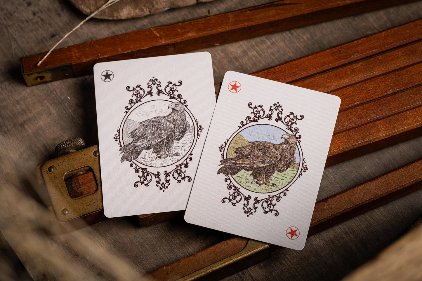 DOUBLE SET - GOLDEN EAGLE No. 7 VINTAGE PLAYING CARDS (1x STANDARD 1x GILDED)