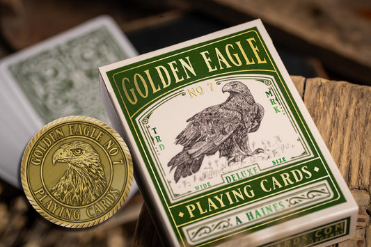 DOUBLE SET + COIN - GOLDEN EAGLE No. 7 VINTAGE PLAYING CARDS (1x STANDARD 1x GILDED 1x COIN)