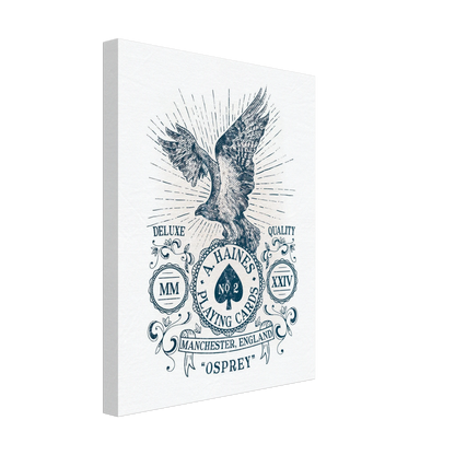 hand-drawn vintage osprey ace of spades art print on traditional canvas ideal for your studio, games-room of office | A Haines Playing Cards | Manchester, England