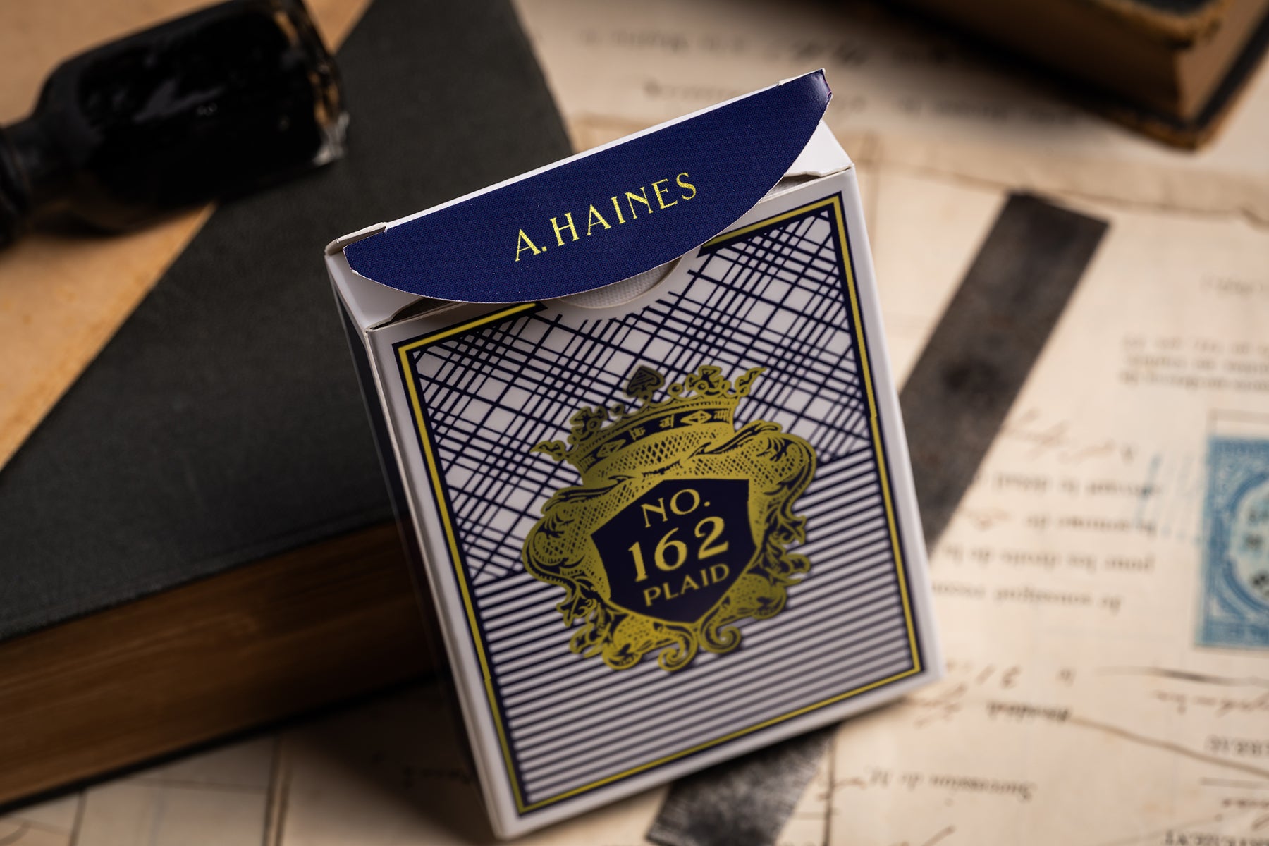 vintage plaid number 162 playing cards | a haines | hand-drawn in manchester | made entirely in england | letterpress tuck | signed & numbered luxury playing cards limited edition UK