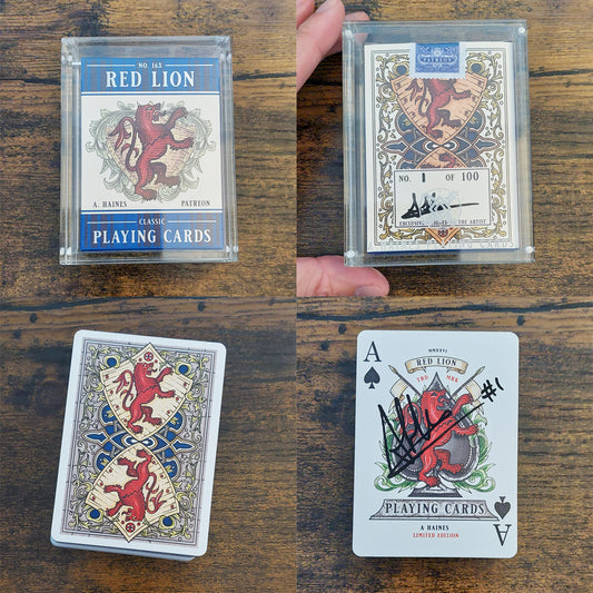 AUCTION* 1/100 Red Lion Playing Cards (Blue - Standard Edition) #1 Signed (SUITE LOUNGE)