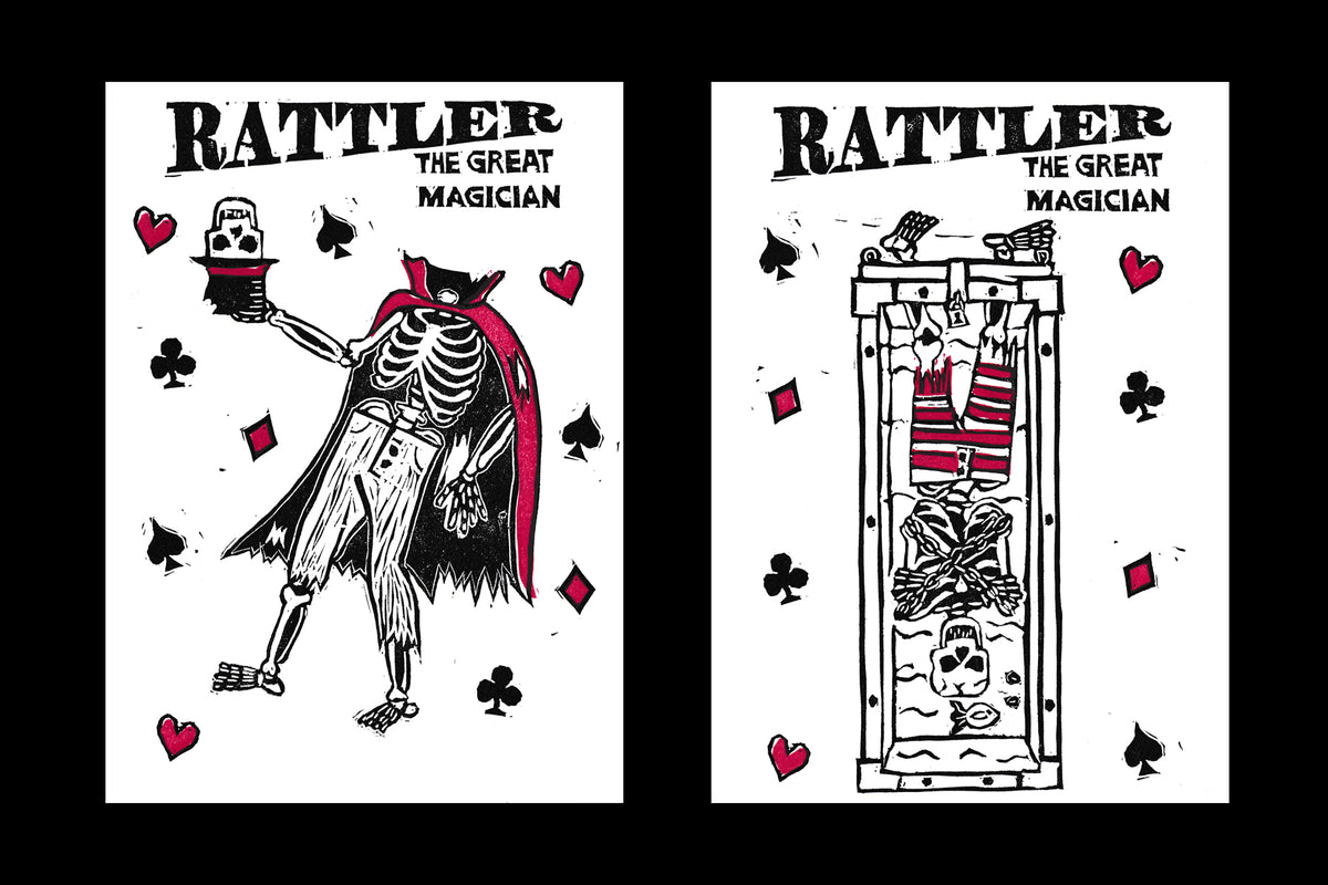Rattler The Great Magician Two Print Bundle - 5 x 7 - Hand-carved Lino Block Print - Signed & Limited Of 20