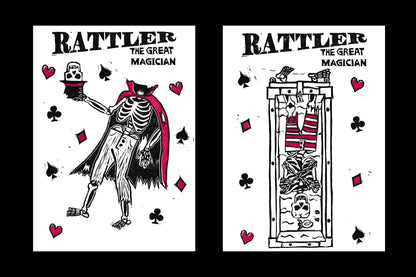 Rattler The Great Magician Two Print Bundle - 5 x 7 - Hand-carved Lino Block Print - Signed & Limited Of 20