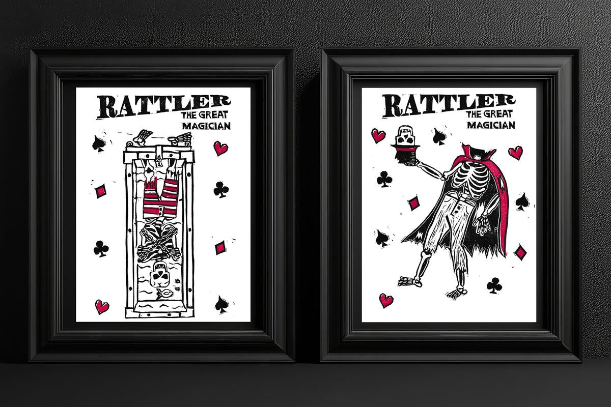 Rattler The Great Magician Two Print Bundle - 5 x 7 - Hand-carved Lino Block Print - Signed & Limited Of 20
