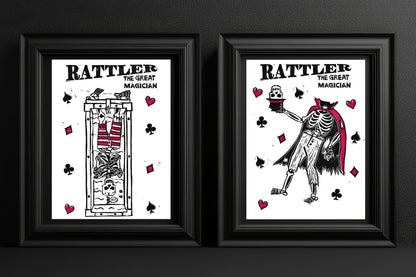 Rattler The Great Magician Two Print Bundle - 5 x 7 - Hand-carved Lino Block Print - Signed & Limited Of 20
