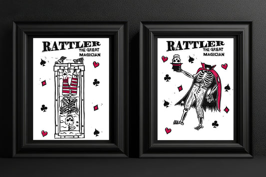 Rattler The Great Magician Two Print Bundle - 5 x 7 - Hand-carved Lino Block Print - Signed & Limited Of 20