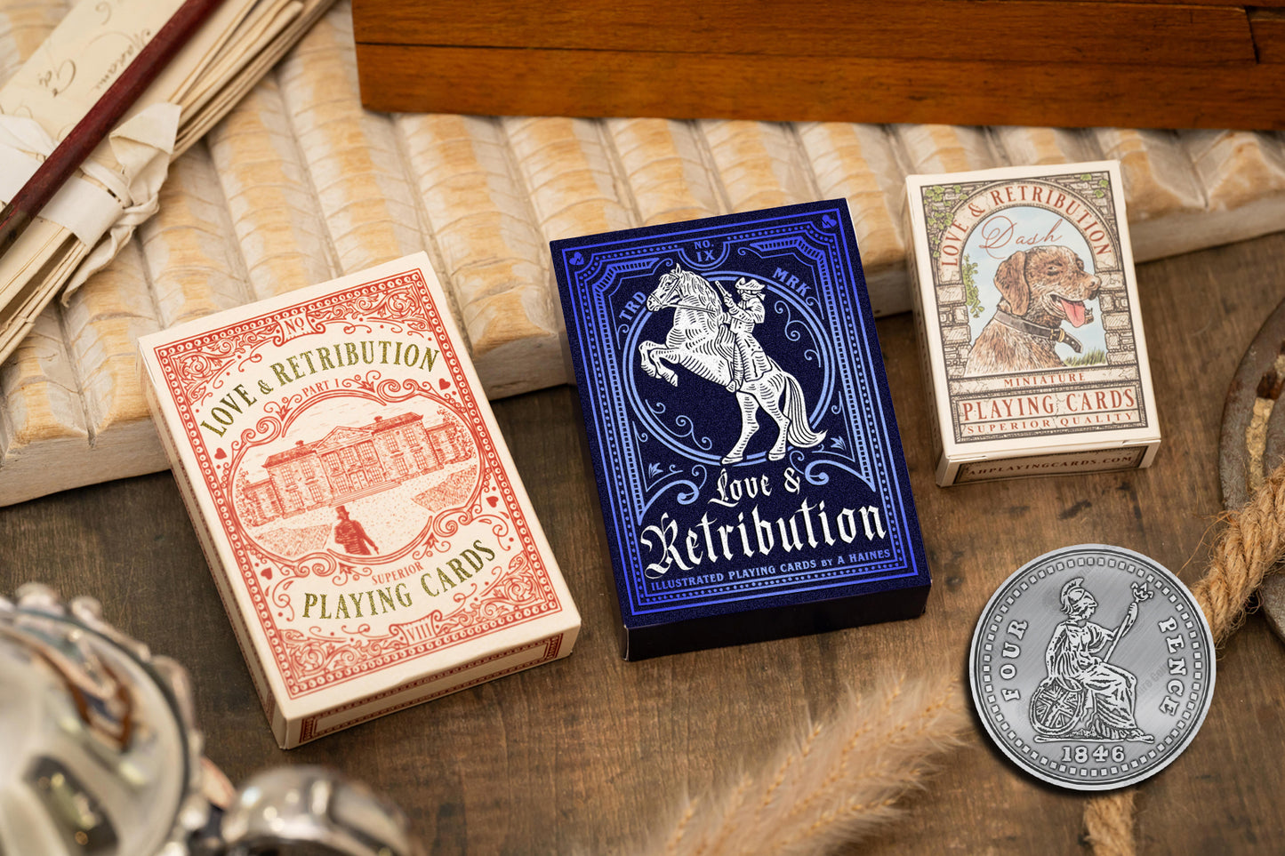 LOVE & RETRIBUTION BUNDLE: ALL 3x DECKS + COIN (STANDARD EDITIONS)
