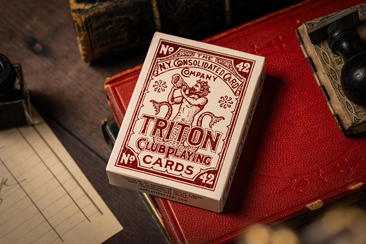 Triton 42 Club Playing Cards - Rosewood Red