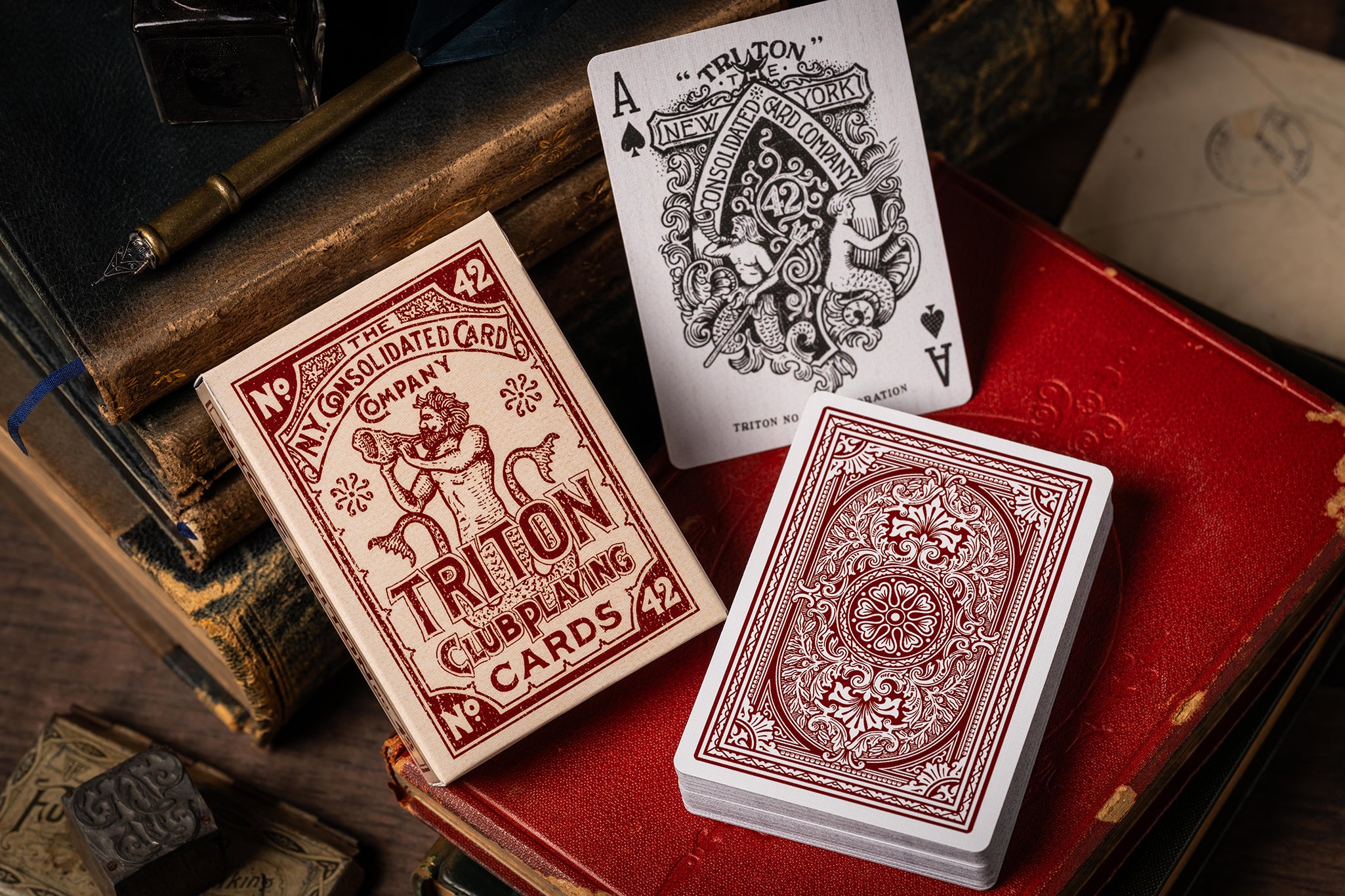 Triton 42 Club Playing Cards - Rosewood Red – A Haines Playing Cards