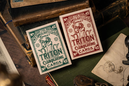 Triton 42 Club Playing Cards antique restoration tuckbox with custom tax stamp seal