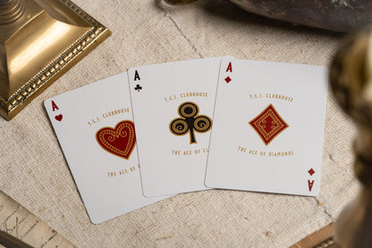 aces | luxury the card inn clubhouse classic elegant playing cards | embossed and foiled boxes | cold foil backs | premium playing cards designed by A. Haines