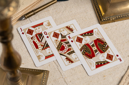 diamond courts | luxury the card inn clubhouse classic elegant playing cards | embossed and foiled boxes | cold foil backs | premium playing cards designed by A. Haines