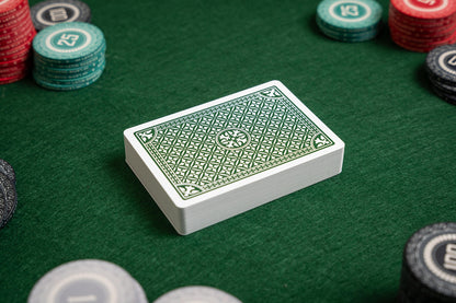 crown series poker pvc casino playing cards - green deck - casino back pattern