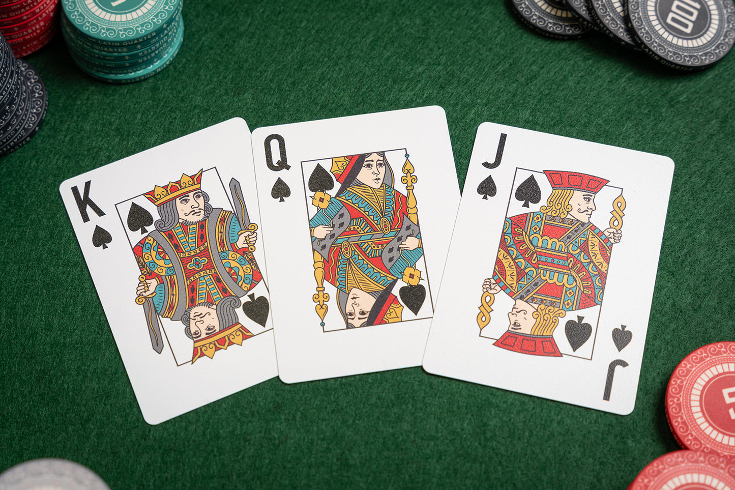 jack of spades, queen of spades, king of spades, unique illustration - premium pvc poker playing cards