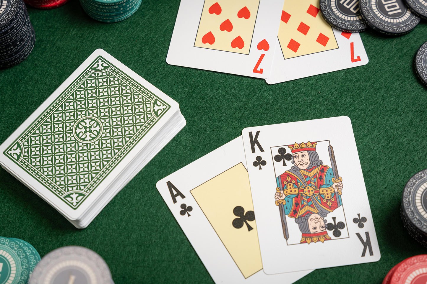 crown series poker pvc casino playing cards in luxury foiled gift box - with poker chips - ace king poker hand