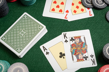 crown series poker pvc casino playing cards in luxury foiled gift box - with poker chips - ace king poker hand