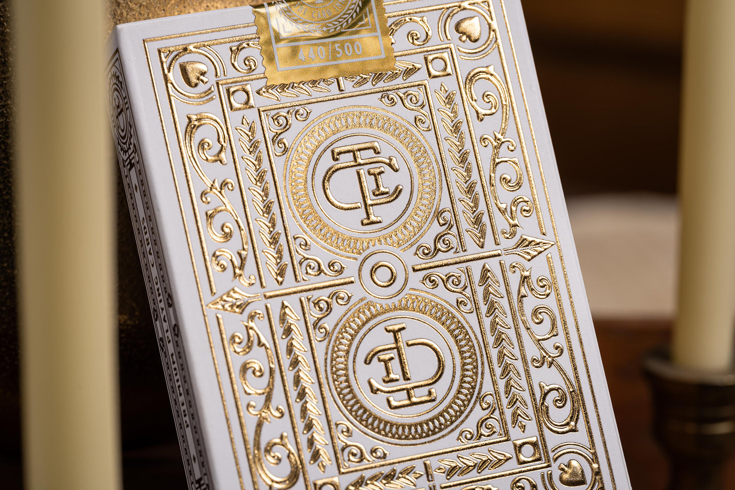 luxury the card inn clubhouse classic elegant playing cards | embossed and foiled boxes | cold foil backs | premium playing cards designed by A. Haines