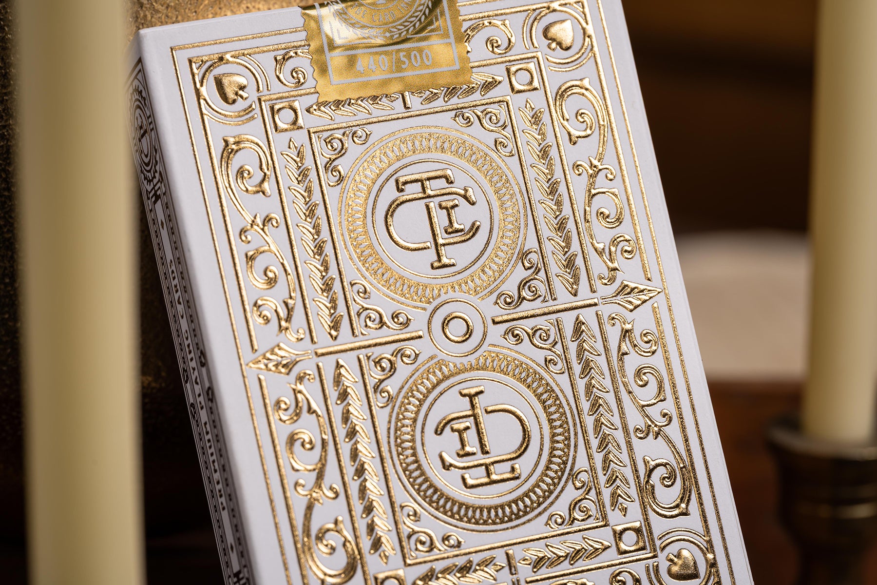 luxury the card inn clubhouse classic elegant playing cards | embossed and foiled boxes | cold foil backs | premium playing cards designed by A. Haines