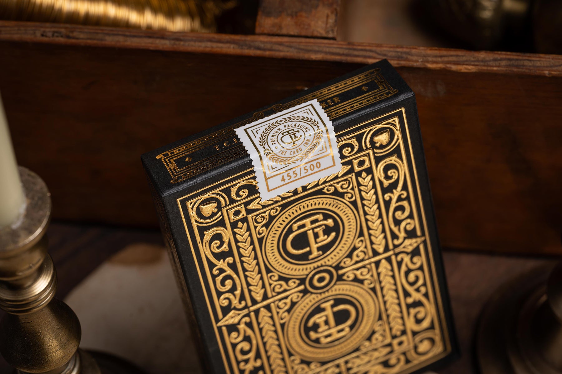 limited & numbered edition | luxury the card inn clubhouse classic elegant playing cards | embossed and foiled boxes | cold foil backs | premium playing cards designed by A. Haines