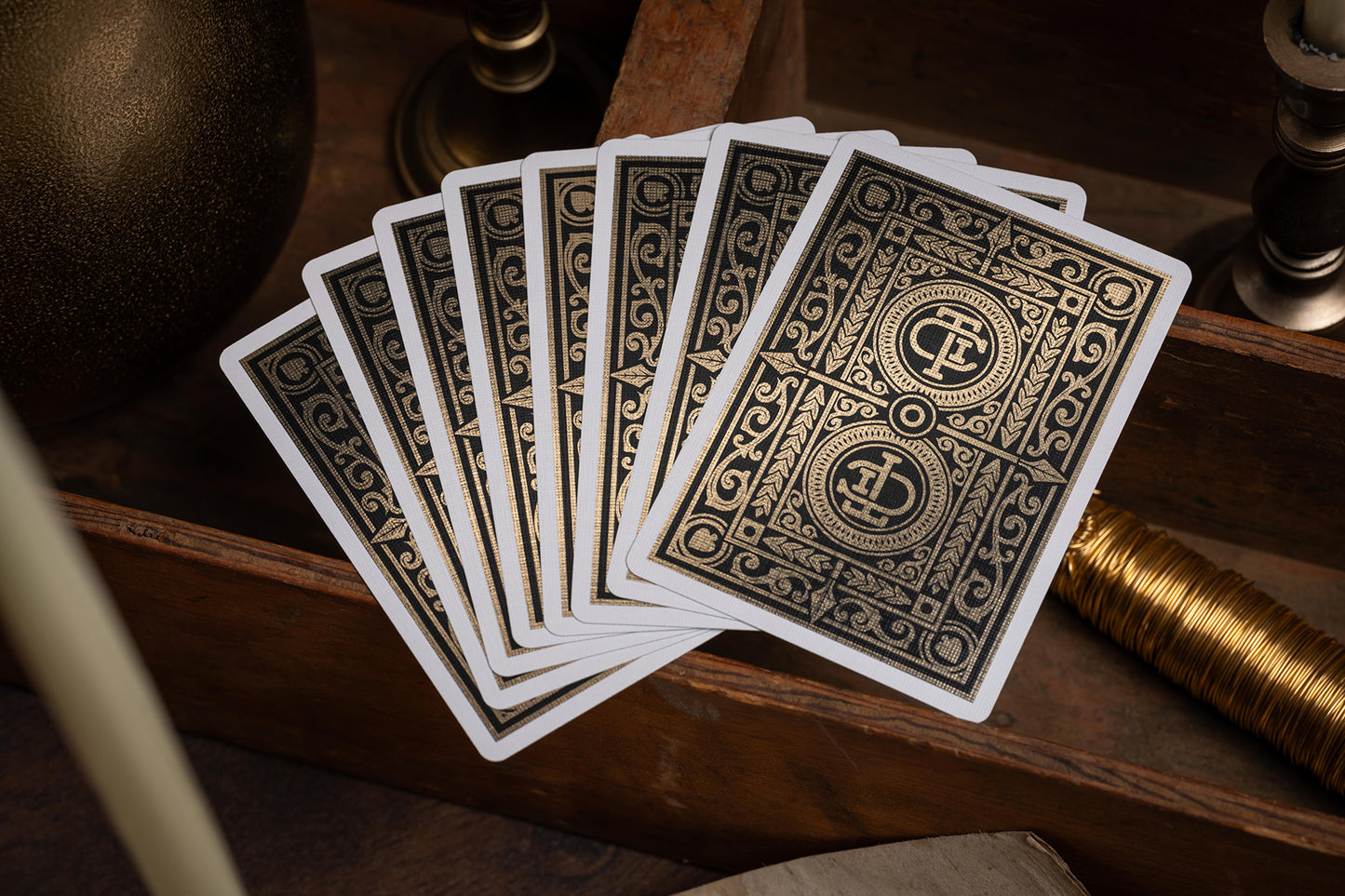 luxury the card inn clubhouse classic elegant playing cards | embossed and foiled boxes | cold foil backs | premium playing cards designed by A. Haines
