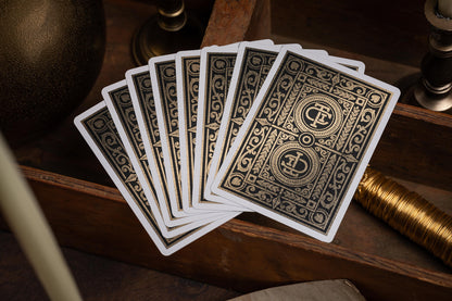 luxury the card inn clubhouse classic elegant playing cards | embossed and foiled boxes | cold foil backs | premium playing cards designed by A. Haines
