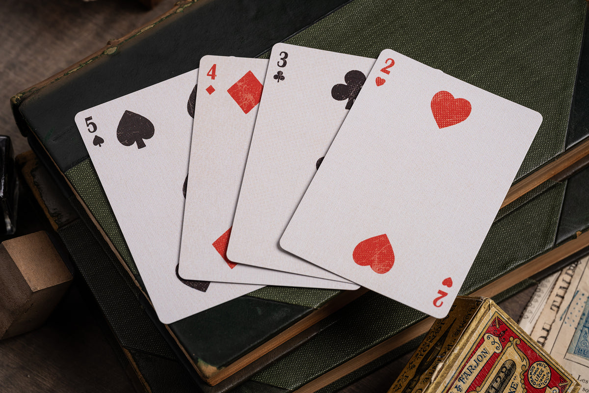 imported playing cards - burgundy edition - vintage hand-drawn playing cards - classic - a. haines - face cards
