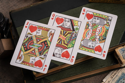 imported playing cards - burgundy edition - vintage hand-drawn playing cards - classic - a. haines - courts