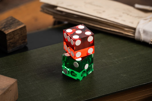precision casino craps dice translucent red and green acrylic | a. haines playing cards | crown series poker