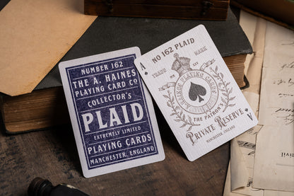 vintage plaid number 162 playing cards | a haines | hand-drawn in manchester | made entirely in england | letterpress tuck | signed & numbered luxury playing cards limited edition UK