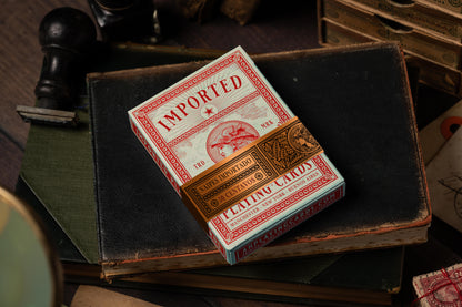 exclusive collectors edition copper gilded luxury vintage playing cards - imported playing cards burgundy edition by a. haines - hand-drawn in manchester, england - premium playing cards UK
