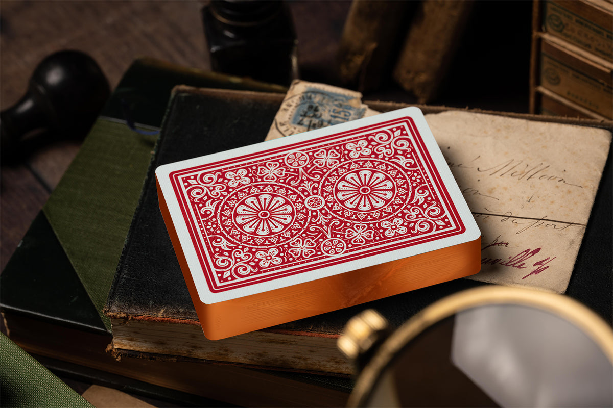 exclusive collectors edition copper gilded luxury vintage playing cards - imported playing cards burgundy edition by a. haines - hand-drawn in manchester, england - premium playing cards UK