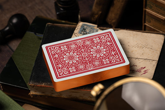 exclusive collectors edition copper gilded luxury vintage playing cards - imported playing cards burgundy edition by a. haines - hand-drawn in manchester, england - premium playing cards UK