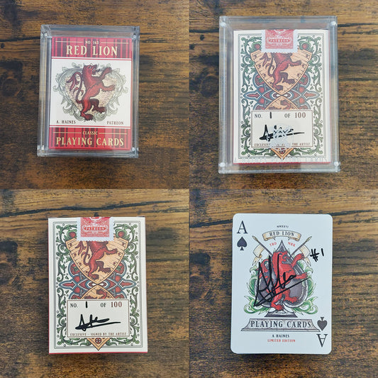 AUCTION* 1/100 Red Lion Playing Cards (Red - Standard Edition) #1 Signed (SUITE LOUNGE)