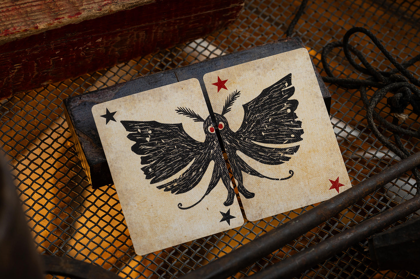 mothman playing cards jokers diptych
