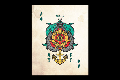 Nautical albatross ace of spades vintage artwork | a haines playing cards