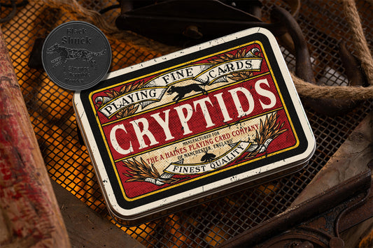 Cryptids Playing Cards - Black Shuck & Mothman - Collectors Tobacco Tin & Coin Set