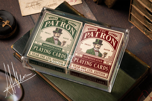 SIGNED 2x Deck Set "The Patron" in Engraved X2 Carat Case (BACCARAT LOUNGE)