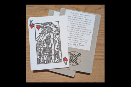 "King of Hearts" - 5 x 7 - Hand-carved Lino Block Print - Signed & Limited Of 20