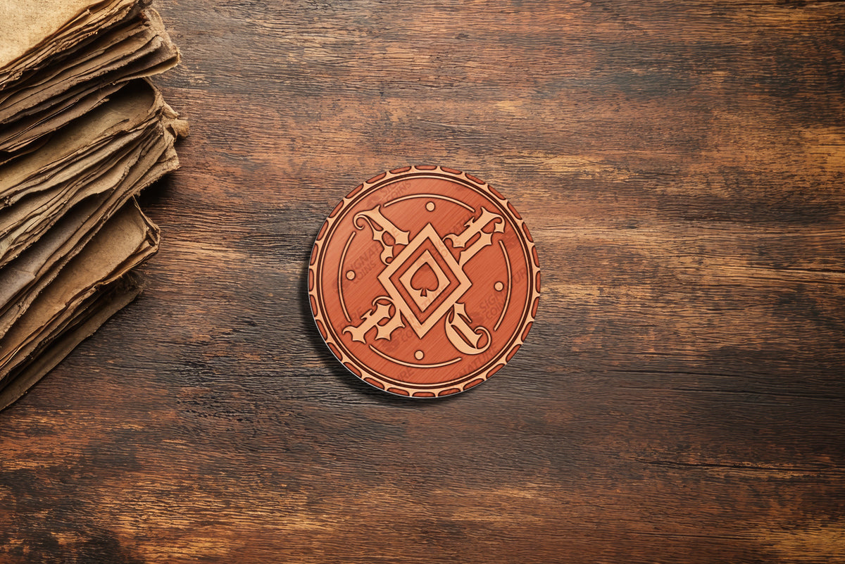 Imported Playing Cards: Burgundy Edition - Deck & Coin Bundle