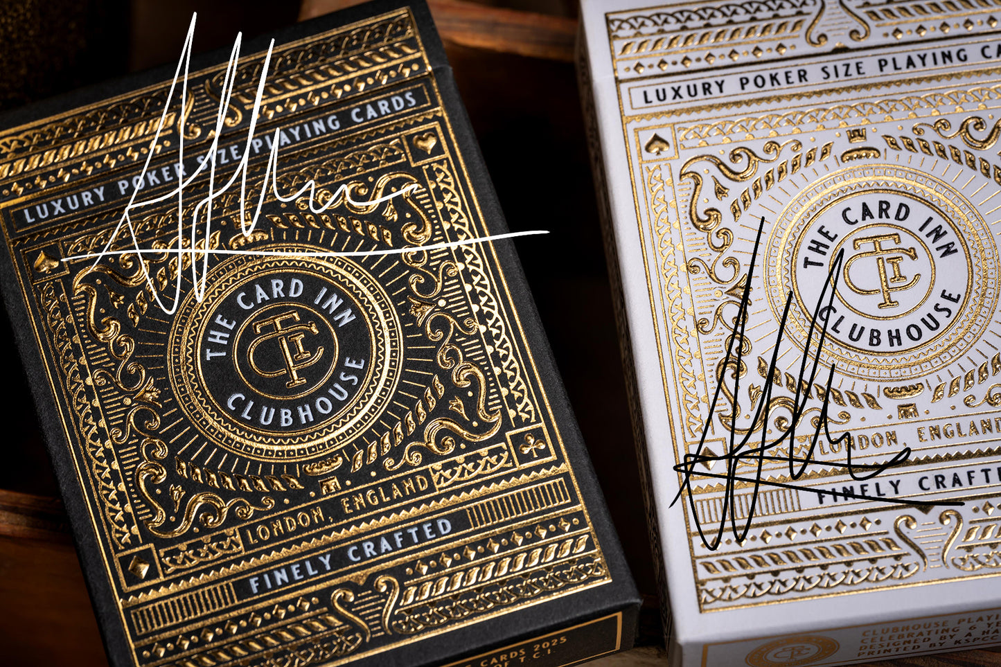 signed luxury embossed foiled TCI clubhouse playing cards - premium classic playing cards - A. Haines