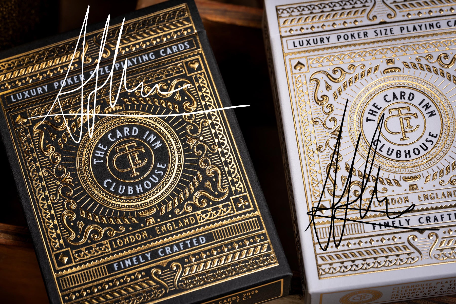 signed luxury embossed foiled TCI clubhouse playing cards - premium classic playing cards - A. Haines