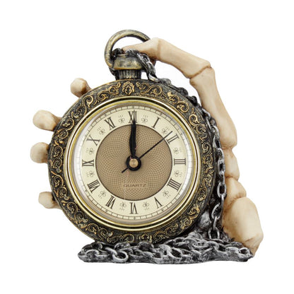 CLOCK - "ABOUT TIME" POCKET WATCH WITH SKELETON HAND